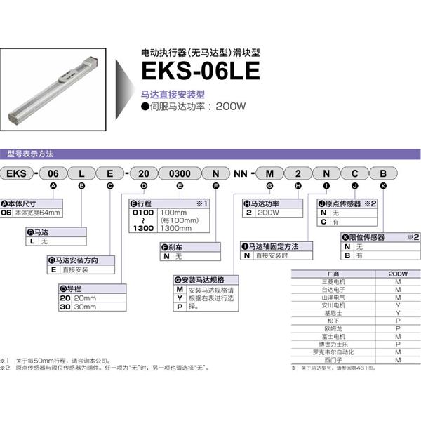 CKD喜開理電動執行器（無馬達型）滑塊型EKS-06LE-201000NNN-P2NCB
