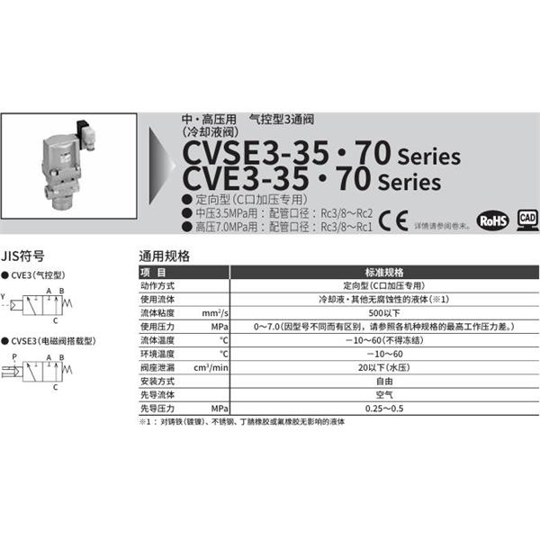CKD喜開(kāi)理中?高壓用氣控式3通閥CVSE3-15A-35-02G-1