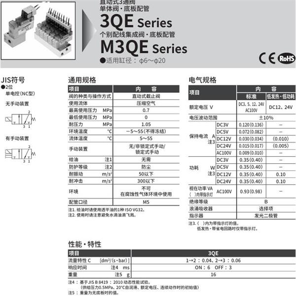 CKD喜開理直動式3通閥M3QB10-M5-C2HV-10-3