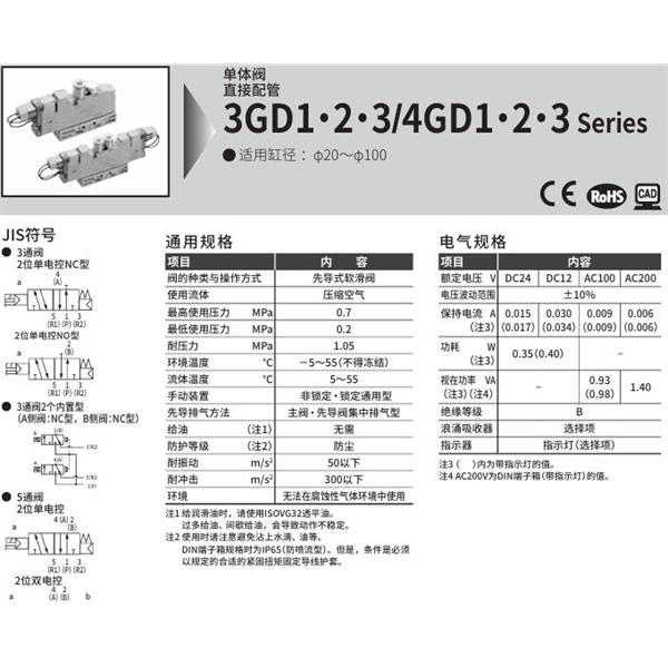 CKD喜開理先導式3通閥3GD310R-C6-E2-1