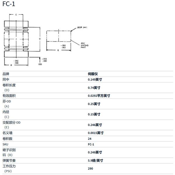美國MW Components電鍍型伺服波紋管FC-5